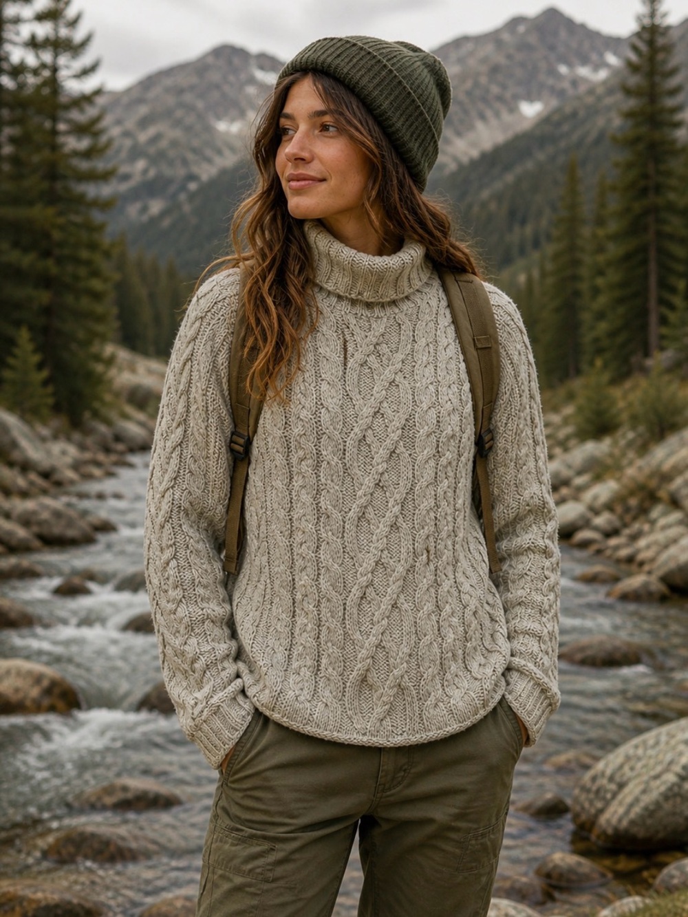 Aran Crafts Sweater  Small  Merino Wool Cable Knit Turtle Neck Ireland Fisherman